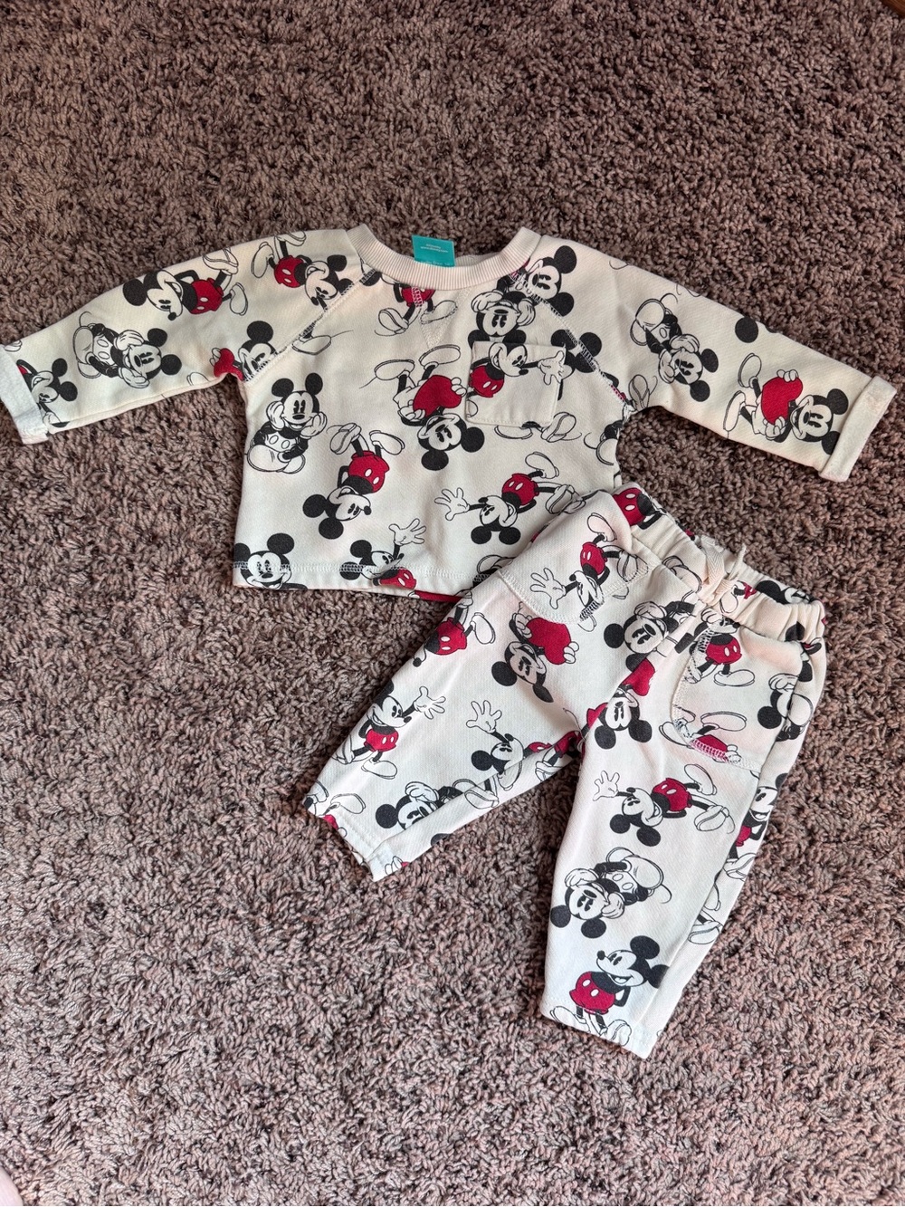 Disney Mickey Mouse Cream, Red & Black Kids Outfit
